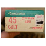 1 Full Box (50) & 34 Empty Brass, Remington .45 Colt Caliber Ammo,