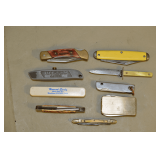 9 Good Used Pocket Knives,