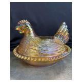 Carnival Glass Hen on Nest