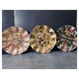 Amber Indiana Glass Cake Pedestal & 3 decorative plates