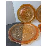 Jeannette Iris & Herringbone Marigold Carnival Glass Plates