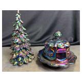 Moser Glass Carnival (mini) Tree and Covered Dish