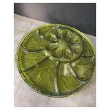 Olive Green Indiana Glass Deviled Egg and Relish Tray