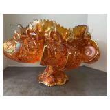 Marigold Carnival Glass Punch Bowl Set