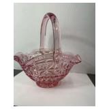 Fenton Pink Daisy and Button Basket