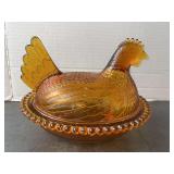Indiana Glass Amber Hen on Nest