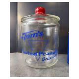 Vintage Toms Peanut Jar & Mother Penn motor oil container