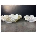 Fenton Hobnail Milk Glass Ruffeled Dishes - 2