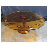 Indiana Glass Amber Footed Cake Plate