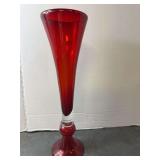 Red Bohemian Glass Vase