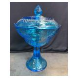 Harvest Grape Pattern Pedestal Compote with Lid