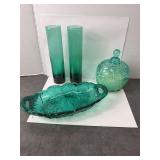 Vintage Indiana Glass Emerald Green Set