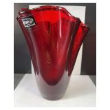 Ruby Red Art Glass Vase (Poland)
