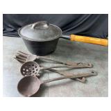 Cast Iron pan and Utensils