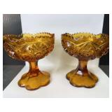 Kemple Wheaton Amber Pedestal Dishes