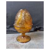 vintage Indiana Glass Tiara Amber Fairy Lamp