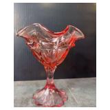 Fenton Pink Cranberry Footed Compote