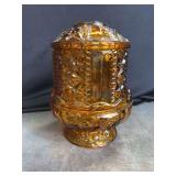 Indiana Glass Stars and Bars Amber Fairy Lamp