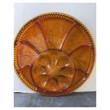 Indiana Glass Amber Relish and Egg Plate