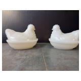 Anchor Hocking White Milk Glass Hen on Nests