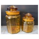 Amber Glass Canisters - 2
