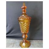 Vintage Amberina Apothecary Lidded Jar
