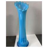 Vintage Opalescent Blue Swung Vase