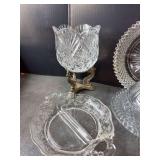 A Crystal Pedestal Candy Dish & Vintage Glass Items