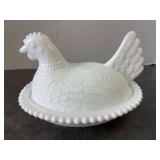 Indiana Glass Milk Glass Hens on Nest