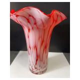 Red and White Art Glass Vase