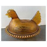 Indiana Glass Amber Hen on Nest