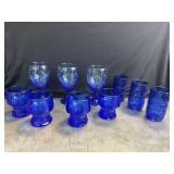 Blue Glass Goblets and Glasses