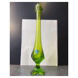 Viking Art Glass Olive Green Vase