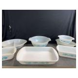 Blue Thistle Flower Milkglass Glasbake Bakeware