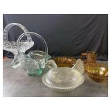 Clear Indiana Glass Hen on Nest and other Glass Decor