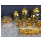 Amber Canisters - Candleholders - Napkin Holder and Dish