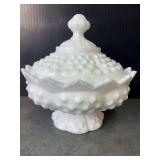 Fenton Hobnail Covered Candy Dish