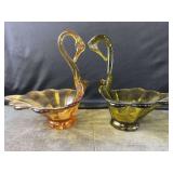 Art Glass Swan Vases - Hand Blown