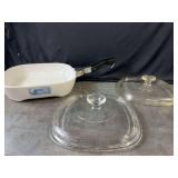 Browning Skillet by Corning and 2 Miscellaneous Lids