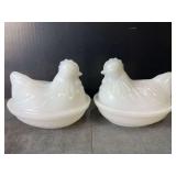 Anchor Hocking White Glass Hens on Nests