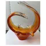 Orange MCM Hand Blown Art Glass Vase