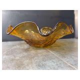 Vintage Amber Glass Serving Dish