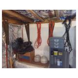 Workshop Storage Cabinet with Assorted Hand Tools and Extension Cords