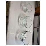 Set of Three Clear Glass Mixing Bowls with Pouring Spouts