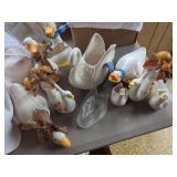 Ceramic and Glass Swan Figures