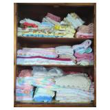 Pie Safe Cabinet with Punched Tin Panels and Assorted Linens