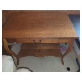 Quarter-Sawn Oak Side Table with Single Drawer and Lower Shelf
