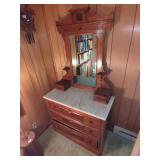 Marble Top Dresser with Mirror and Jewelry Boxes