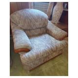 Upholstered Armchair with Wooden Accents