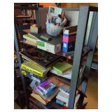 Office Supplies, Books, and Storage Shelving Unit